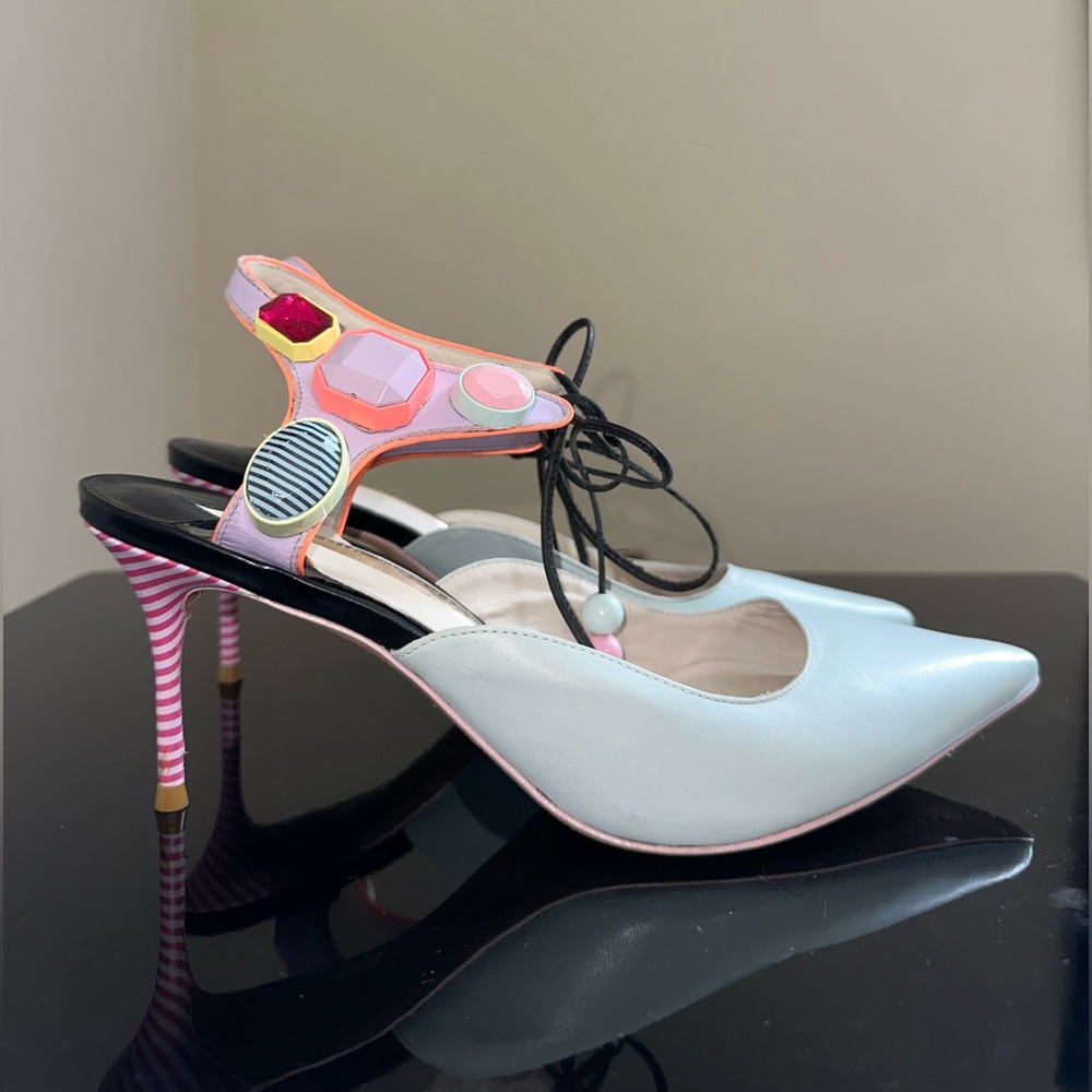 Sophia Webster Woman Multicolor Sandals leather Crystal Lace Size 9 - Picture 1 of 4